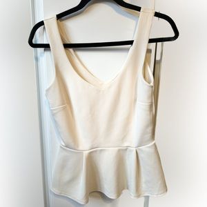 River Island Sleeveless V Neck Peplum Top Ivory
